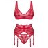 Obsessive Cupid Desir - Set di lingerie in pizzo rosso - L/XL