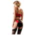 Abierta Fina - set reggiseno con anelli e cinturini (rosso-nero) - 80B/M