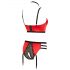 Abierta Fina - set reggiseno con anelli e cinturini (rosso-nero) - 85B/L