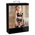 Abierta Fina - Set di lingerie scintillante con pizzi e cinturini (nero) - 85C/L