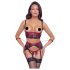 Cottelli Bondage - Set reggiseno sollevante in pizzo rosso opaco - M