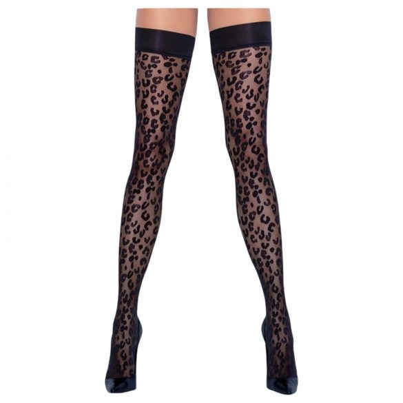 Cottelli Legwear - Calze autoreggenti leopardate (nere)