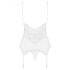 Obsessive 810-COR-2 - Top e tanga in pizzo con giarrettiera (bianco)