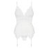 Obsessive 810-COR-2 - Top e tanga in pizzo con giarrettiera (bianco) - L/XL