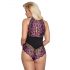 Cottelli Plus Size - body floreale (nero-lilla)