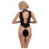 Abierta Fina - Body aperto in pizzo con strass (nero) - M