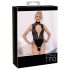 Abierta Fina - Body aperto in pizzo con strass (nero) - M