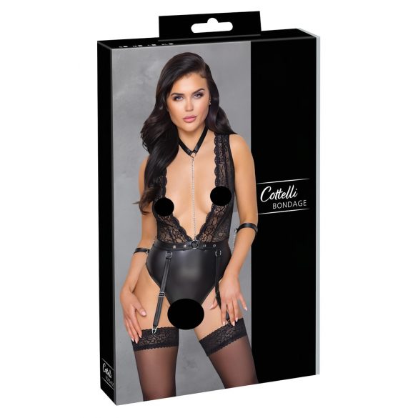 Cottelli Bondage - Body in pizzo con collo halter (nero) - M