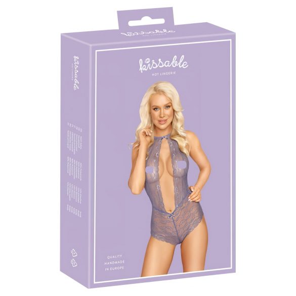 Kissable - body in pizzo con collare (viola)