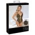 Abierta Fina - Body aperto in pizzo con strass (nero-oro) - M