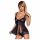 Obsessive Amanta - Babydoll ricamato con perizoma (nero-turchese) - L/XL