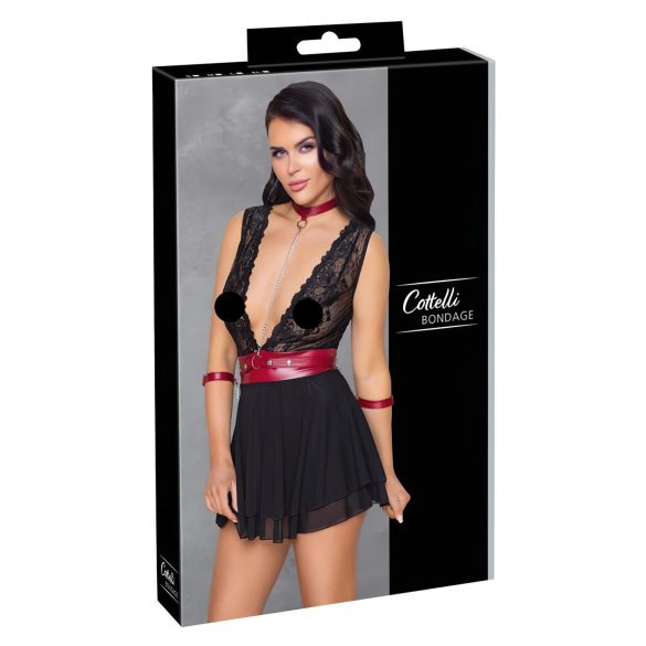 Cottelli Bondage - Baby Doll in Pizzo con Collo Alto (Nero) - XL