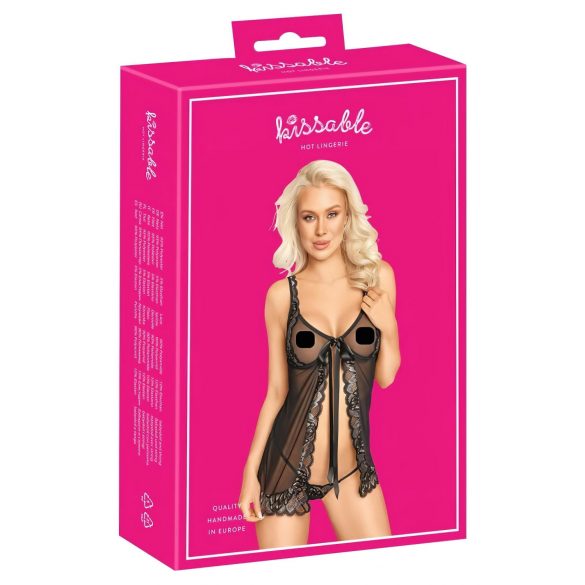 Kissable - Babydoll aperto (nero)