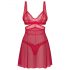 Obsessive Cupide Desir - sensuale set lingerie in pizzo trasparente rosso