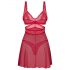 Obsessive Cupide Desir - sensuale set lingerie in pizzo trasparente rosso