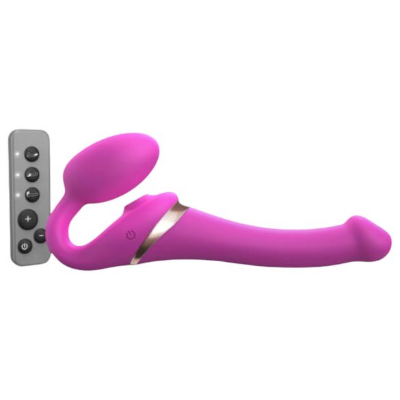 Strap-on-me S - Vibratore a onde d'aria con cintura - piccolo (rosa)