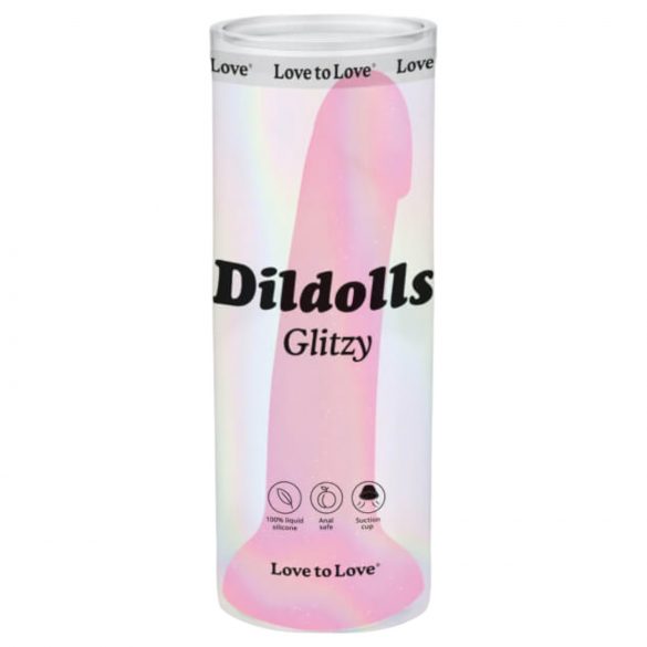 Dildolls Glitzy - Dildo in silicone rosa con base a ventosa