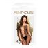 Penthouse Drop-Dead Tasty - tuta aperta a righe e rete (nero)