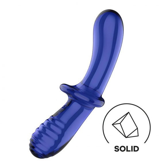 Satisfyer Double Crystal - Dildo in vetro a doppia estremità (blu)