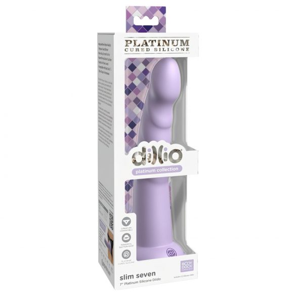 Dillio Slim Seven - Dildo con Ventosa Stimolante (20cm) - Viola