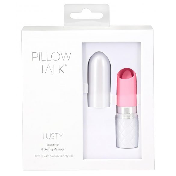 Pillow Talk Lusty - vibratore rosa con lingua ricaricabile