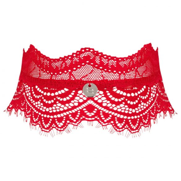 Collare di Pizzo con Catena Obsessive Bergamore (rosso) Taglia Unica S-L