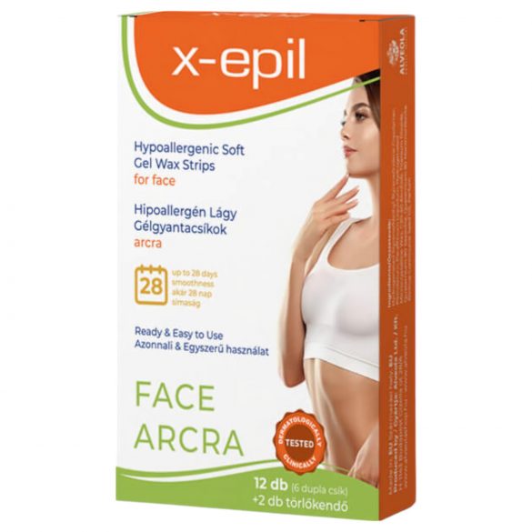 X-Epil - Strisce di cera gel ipoallergeniche pronte all'uso - viso (12pz)