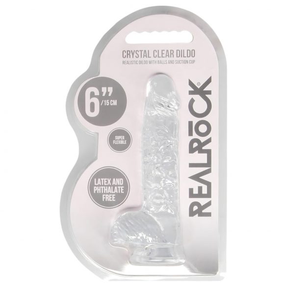 REALROCK - dildo realistico trasparente - cristallino (15cm)