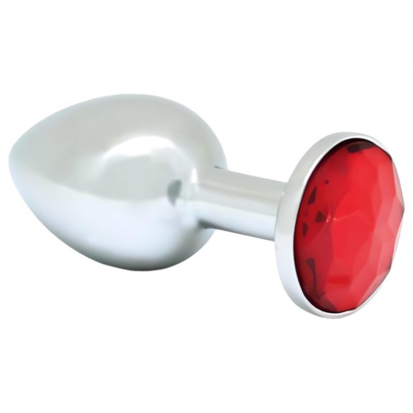 Rimba XS - Plug anale in metallo argento con pietra rossa