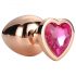 Gleaming Love - Plug anale in alluminio con gemma a cuore (oro rosa)