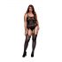 BACI Plus Size - seducente set a righe in rete - nero (XL-XXL)