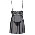 Obsessive Idillia - Leggera babydoll in pizzo con perizoma (nero)