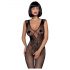 Obsessive N112 - Body a rete con ali d'angelo - nero (S-L)