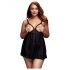 BACI Plus Size - babydoll nero aperto e a pois (XL-XXL)