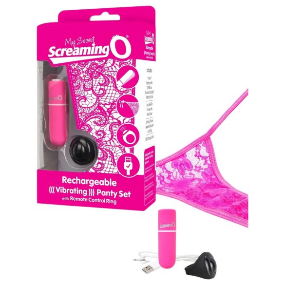 Set di Mutandine Screaming O - perizoma vibrante (rosa) S-L