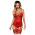 Obsessive Lovica - Top in pizzo con reggicalze e perizoma (rosso)