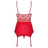 Obsessive Lovica - Top in pizzo con reggicalze e perizoma (rosso)