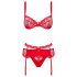 Set di Intimo Floreale Obsessive Heartina con Decorazione a Cuore (Rosso)