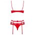 Set di Intimo Floreale Obsessive Heartina con Decorazione a Cuore (Rosso)