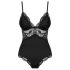 Obsessive 810-TED-1 - Body elasticizzato nero con dettagli in pizzo