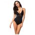 Obsessive 810-TED-1 - Body elasticizzato nero con dettagli in pizzo - L/XL