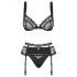 Obsessive Heartina - set di lingerie nera seducente