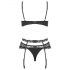 Obsessive Heartina - set di lingerie nera seducente - L/XL