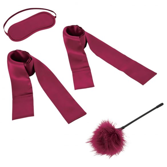 S&M - Kit legatura satin per principianti (rosso) - 4 pezzi