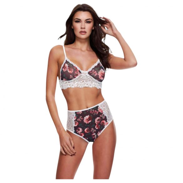 Baci - set reggiseno floreale in pizzo con vita alta